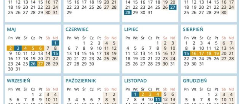 Długie weekendy w 2016 roku