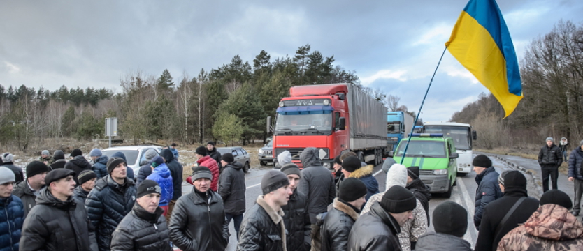 Ukraińscy górnicy blokują trasę do Polski