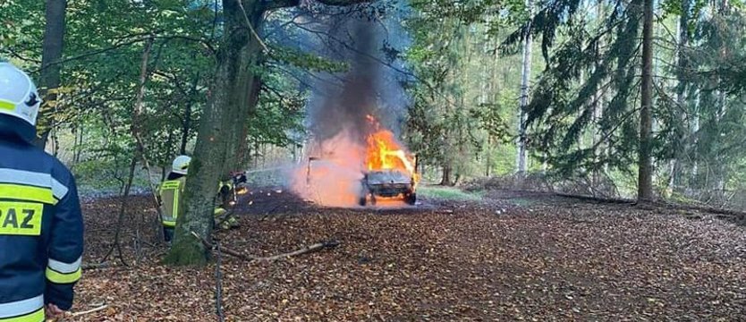 Najpierw pożar samochodu, a później wypadek. Pracowite popołudnie strażaków-ochotników z Bierzwnika