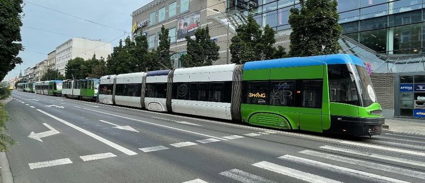 Plac Kościuszki w Szczecinie zablokowany przez tramwaje