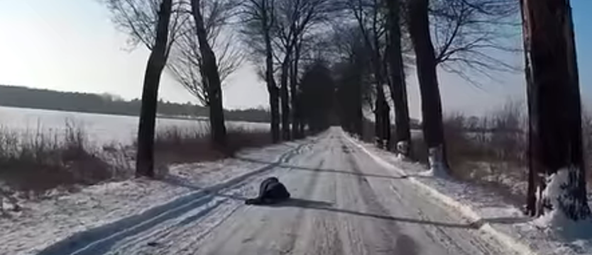 Pijany spał na środku drogi