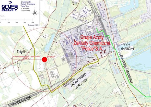 Zasięg rażenia niewybuchu znalezionego w Policach