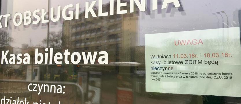 W niedzielę kasy biletowe zamknięte