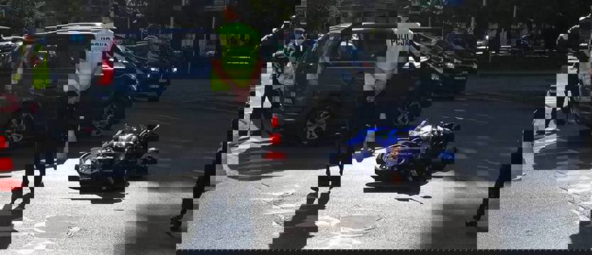 Wypadek z udziałem motocyklisty