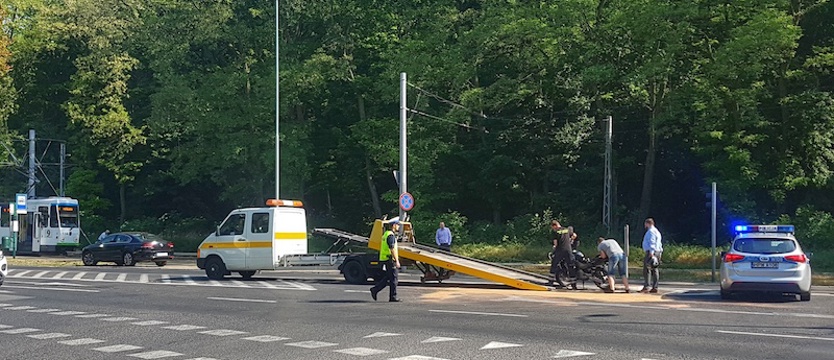 Potrącenie motocyklisty na Wojska Polskiego