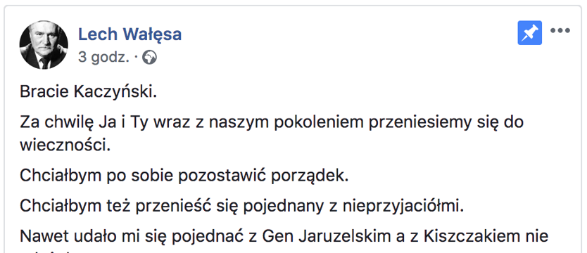 Lech Wałęsa:  Proszę o wybaczenie i wybaczam
