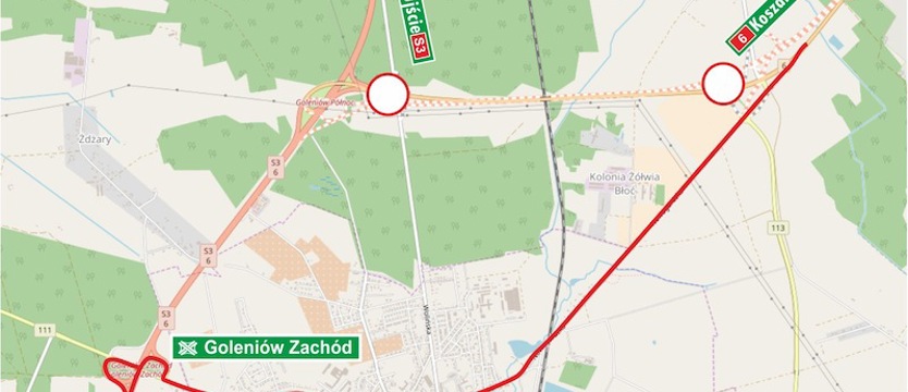 Brak przejazdu przez północną obwodnicę Goleniowa