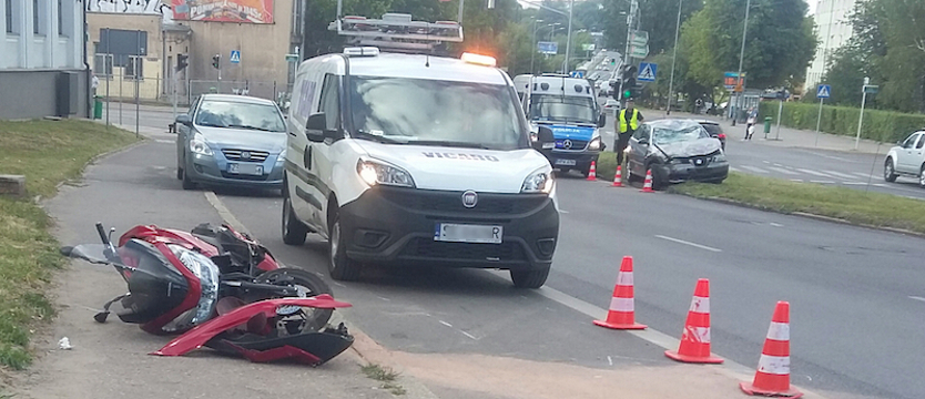Potrącony motocyklista. Korek od ul. Wilczej
