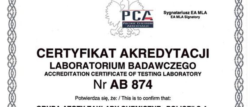Potwierdzone kompetencje do wykonywania analiz