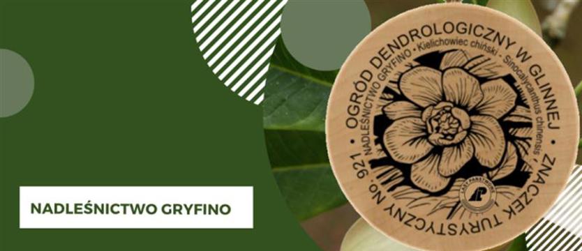 Ogród dendrologiczny w Glinnej ze znaczkiem turystycznym