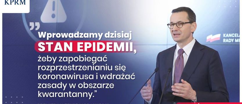 Premier: Wprowadzamy stan epidemii