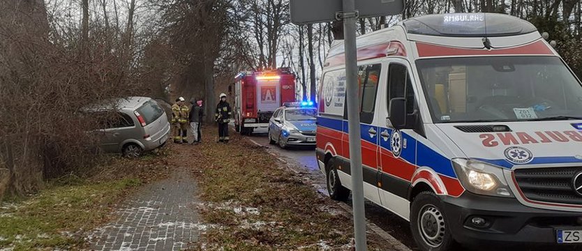Dwa samochody wypadły z drogi. Dwoje dzieci w szpitalu