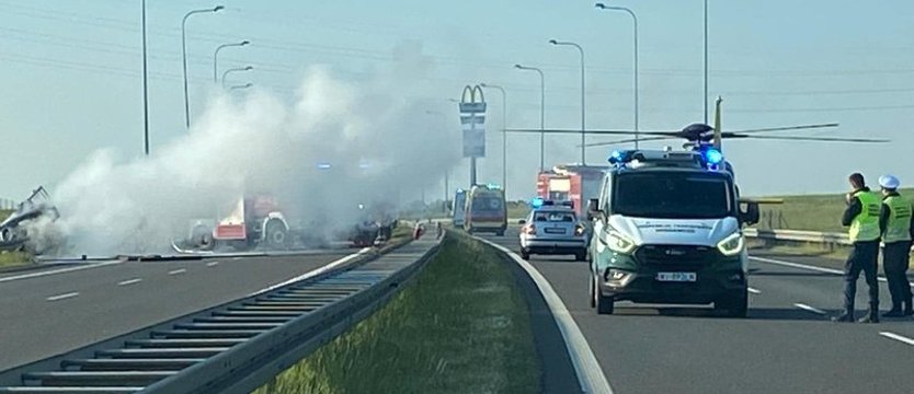 Wypadek i pożar ciężarówki na S3