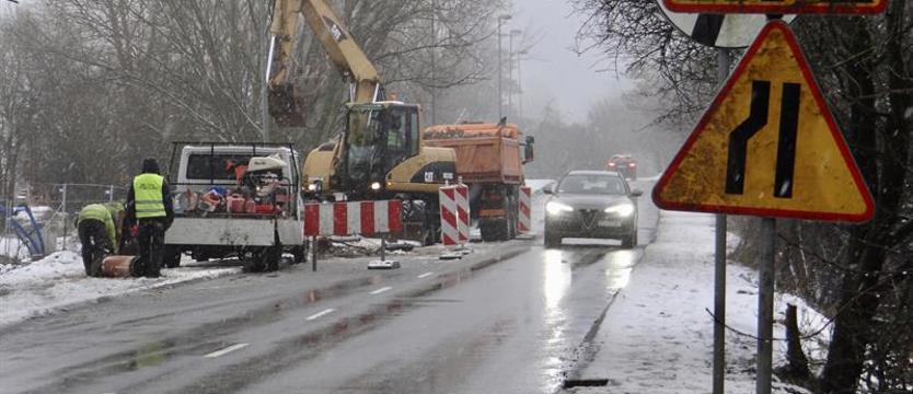 Ulica Podbórzańska w Szczecinie ze zwężeniem