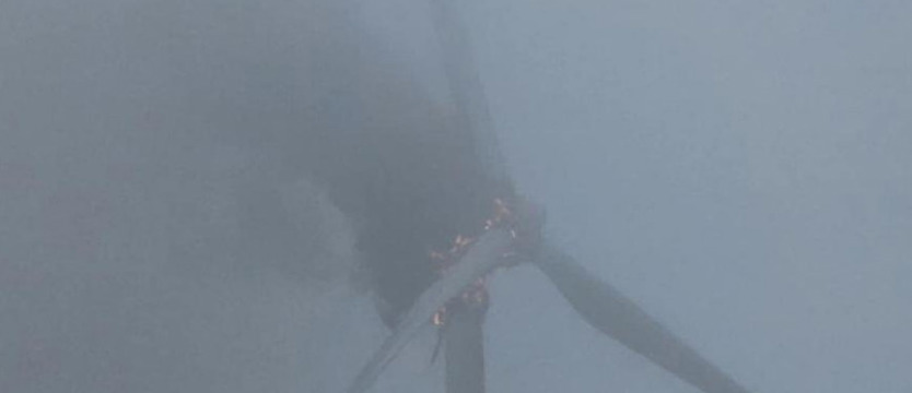 Pożar turbiny na farmie wiatrowej pod Reskiem