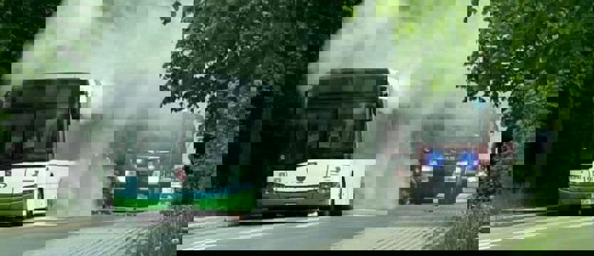 Płonął autobus na Szosie Polskiej