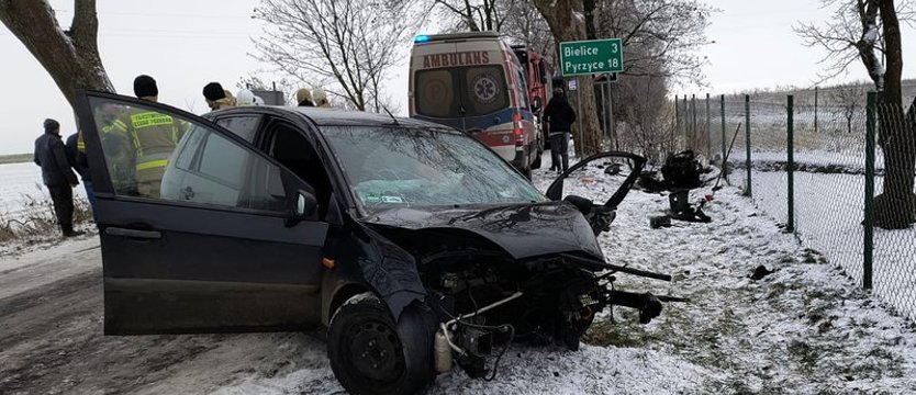 Samochód uderzył w drzewo. Dwie osoby poszkodowane