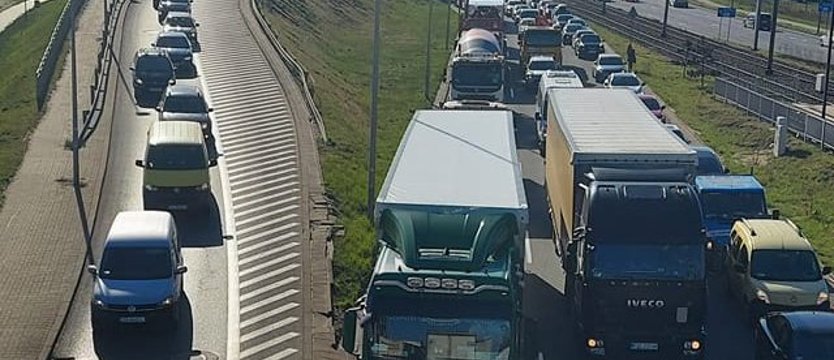 Korek na trasie z prawobrzeża Szczecina