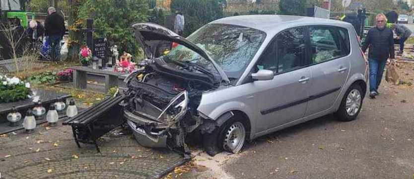 Dramatyczne sceny na cmentarzu w Stargardzie. Auto wjechało w groby